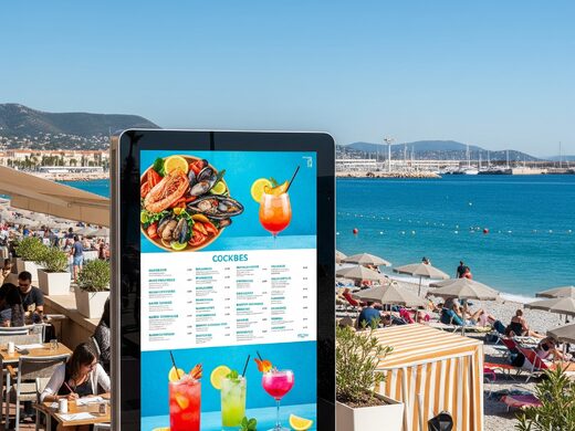 Affichage dynamique extérieur mobile pour restaurants, bars et bord de plages à Le Cannet, Cannes et Antibes